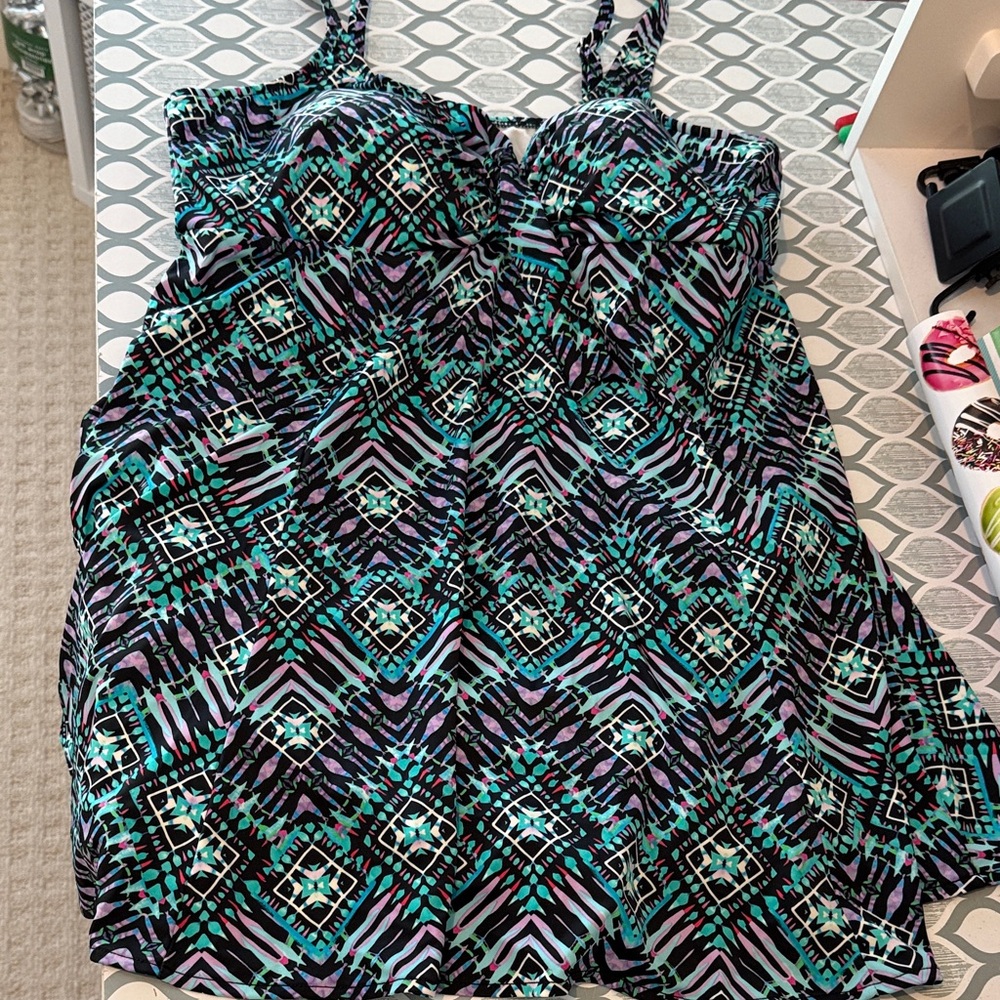Geometric Print swim dress.